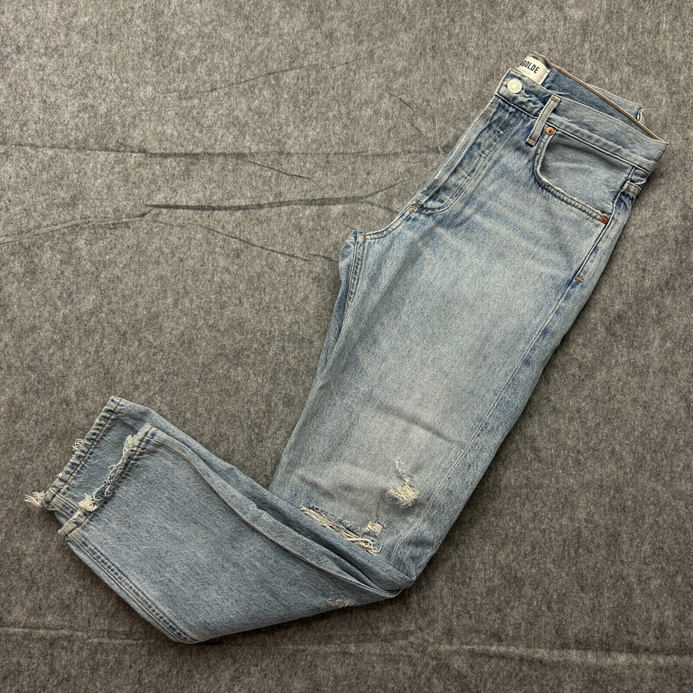 Agolde Jamie High Rise Classic Jeans Women's Size 27 Button Fly Distressed Denim